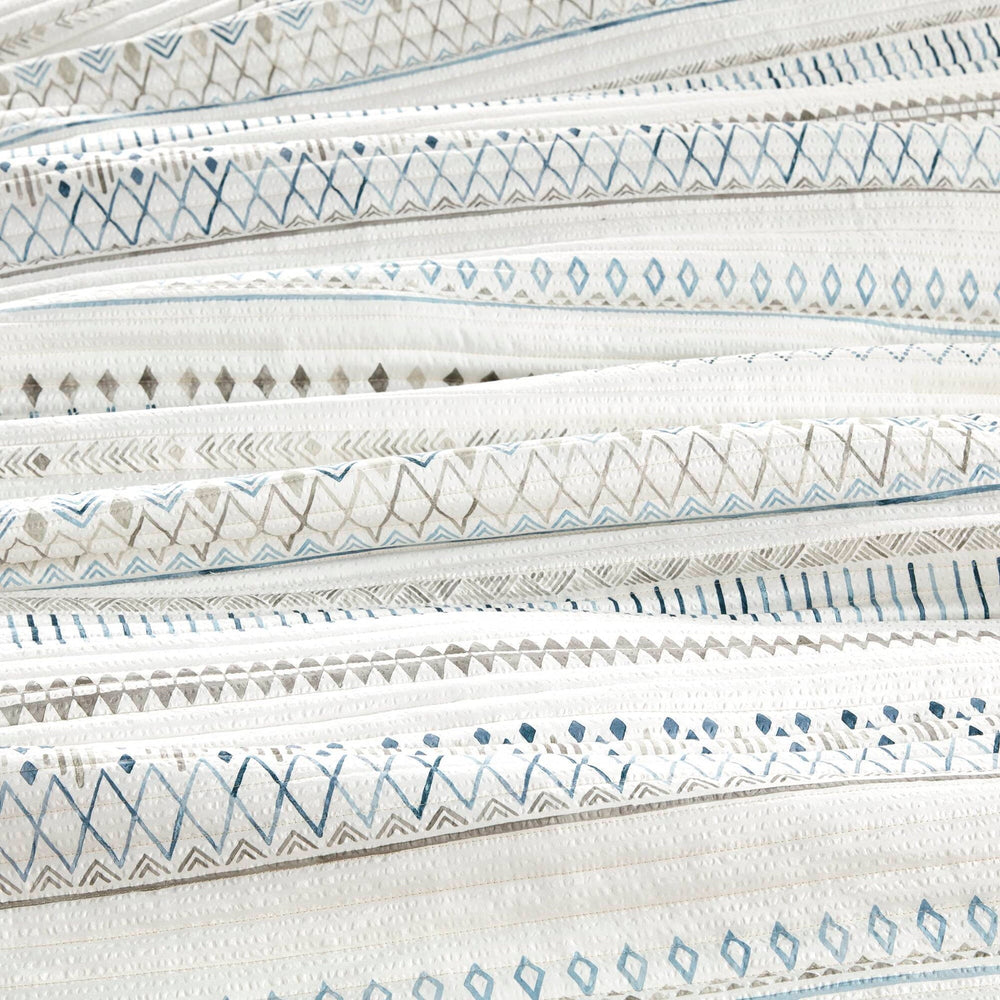 3 Piece   Seersucker Quilt Set Taupe/Blue Full/Queen Media 5