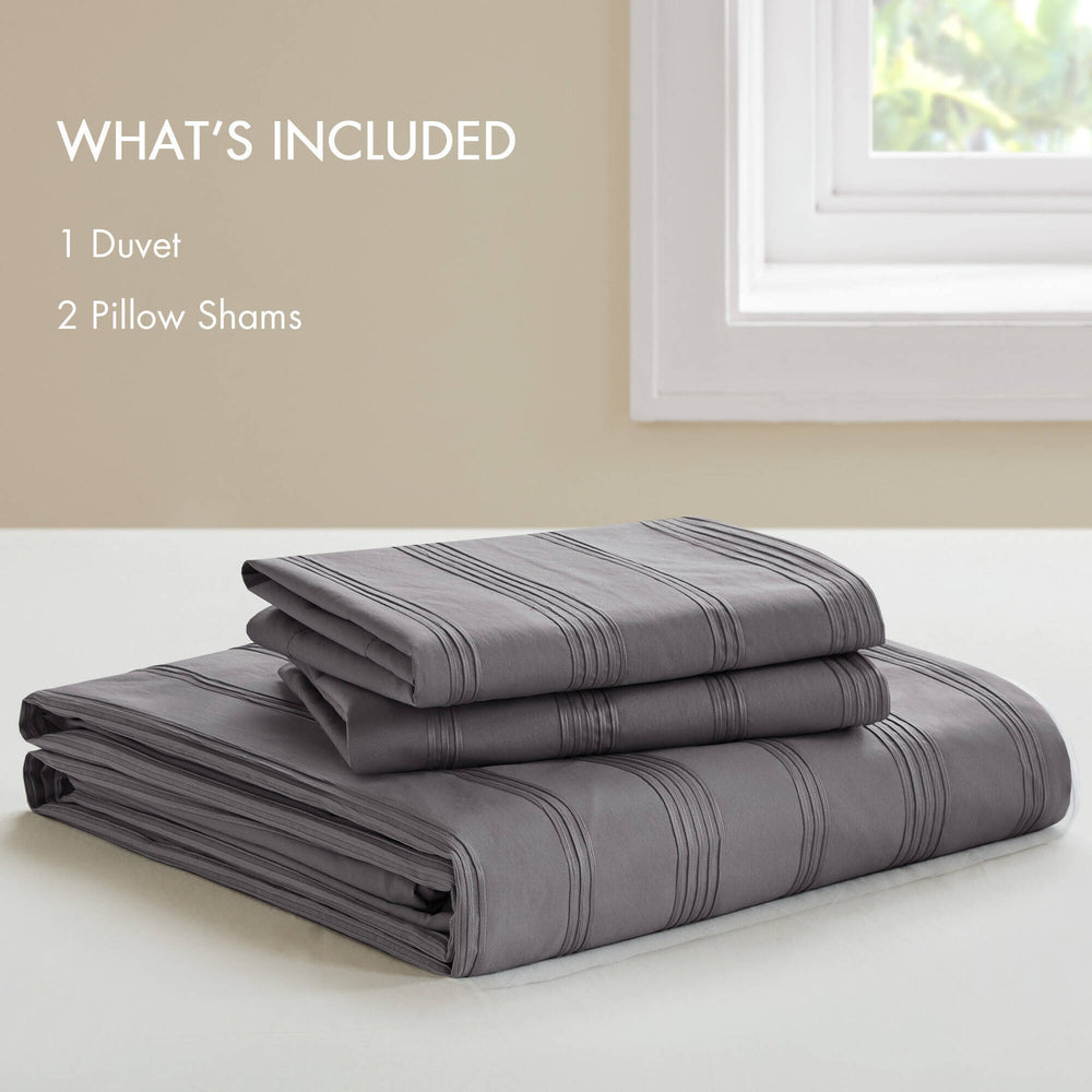 3-Piece Cal King Woven Striped Duvet Set Media 2