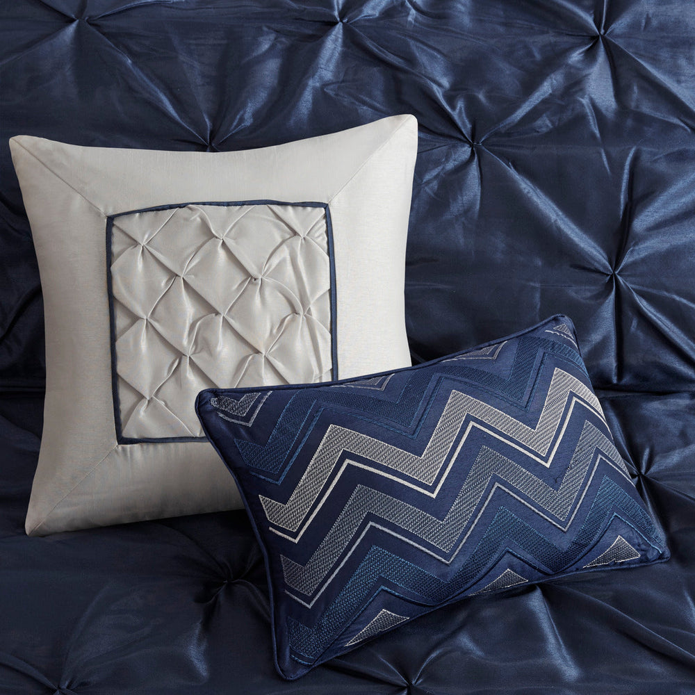 7 Piece Tufted Comforter Set Navy King Media 10