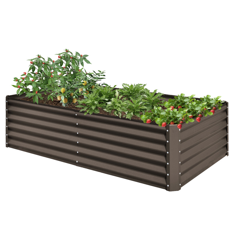 6x3x1.5ft Galvanized Raised Garden Bed, Outdoor Planter Garden Boxes Large Metal Planter Box for Gardening Vegetables Fruits Flowers, Brown Media 2