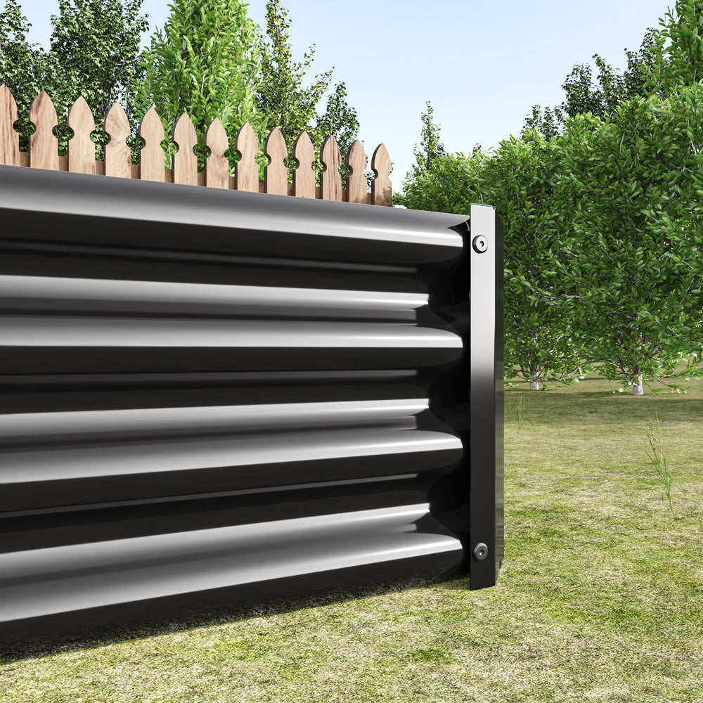 2PCS Black 8×4×1ft Metal Raised Rectangle Garden Planter Beds Media 8