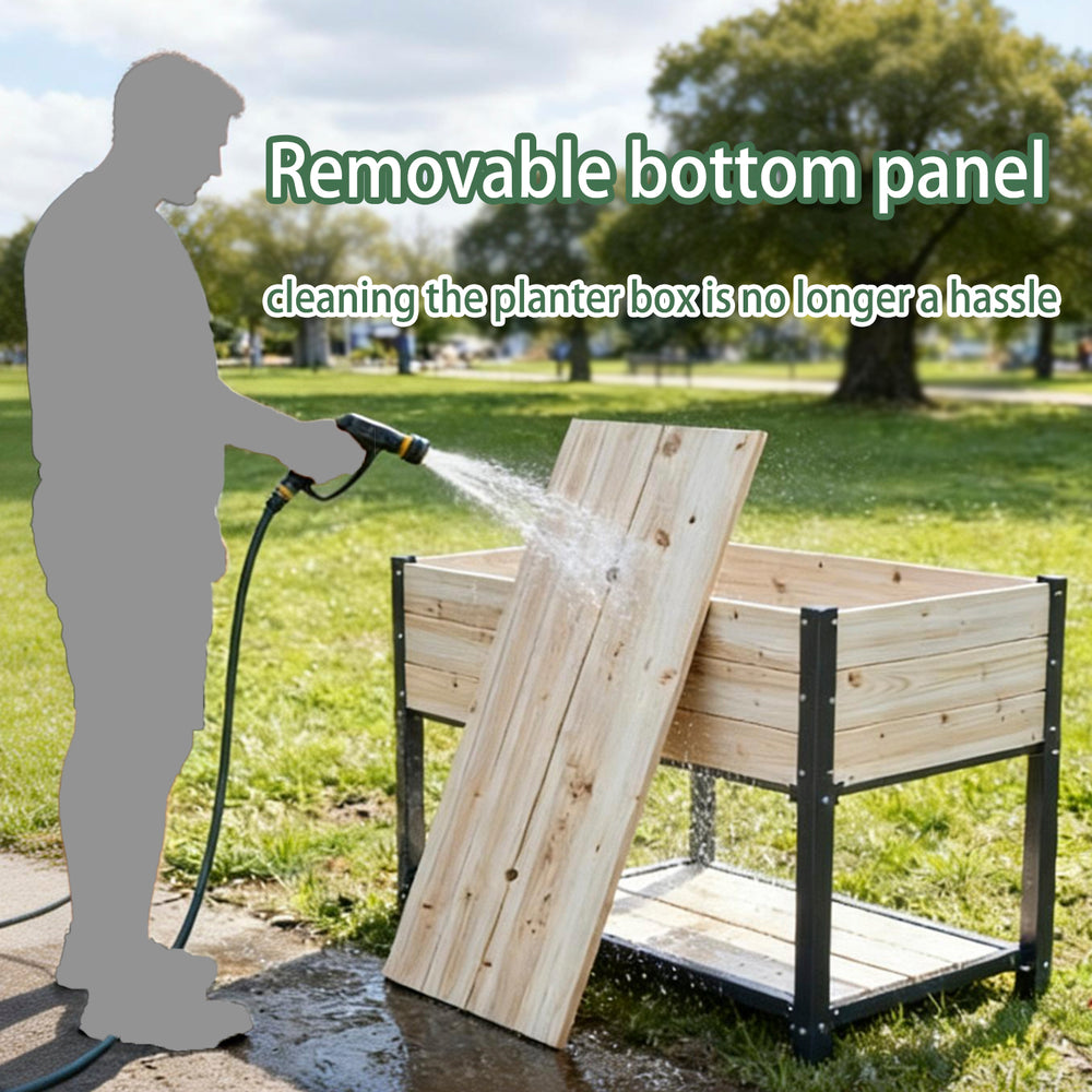 New style:     Solid Wood & Iron Frame Raised Garden Bed - Reversible & Replaceable Wood Panels, No Paint/Formaldehyde, DIY Planter Box for Vegetables, Fruits, Flowers Media 6