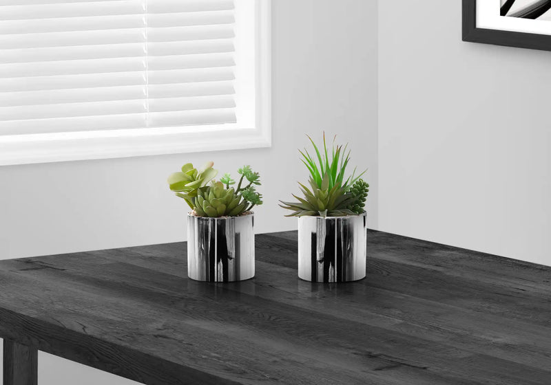 Artificial Plant, 7' Tall, Succulent, Indoor, Faux, Fake, Table, Greenery, Potted, Set Of 2, Decorative, Green Plants, Chrome Pots