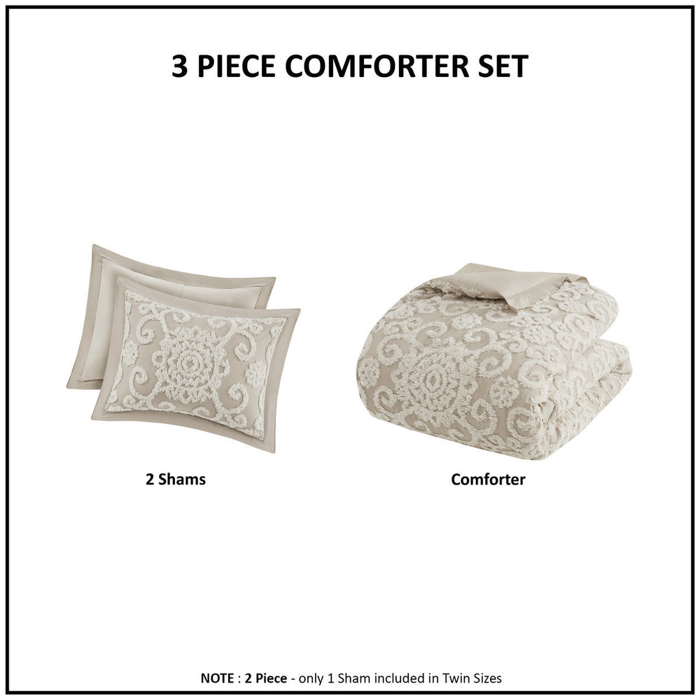 Cotton Comforter Mini Set Taupe King Media 13