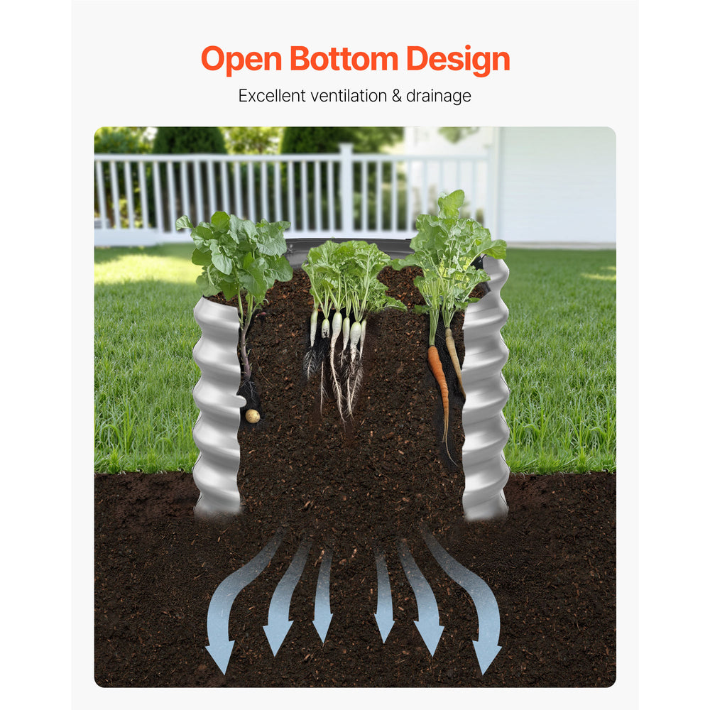 Metal Raised Garden Bed, 4 x 2 x 2 ft Oval Outdoor Galvanized Planter Garden Box, Open Bottom Design, Large Planter Raised Bed for Growing Vegetables, Flowers, and Succulents, Galvanized Color Media 2