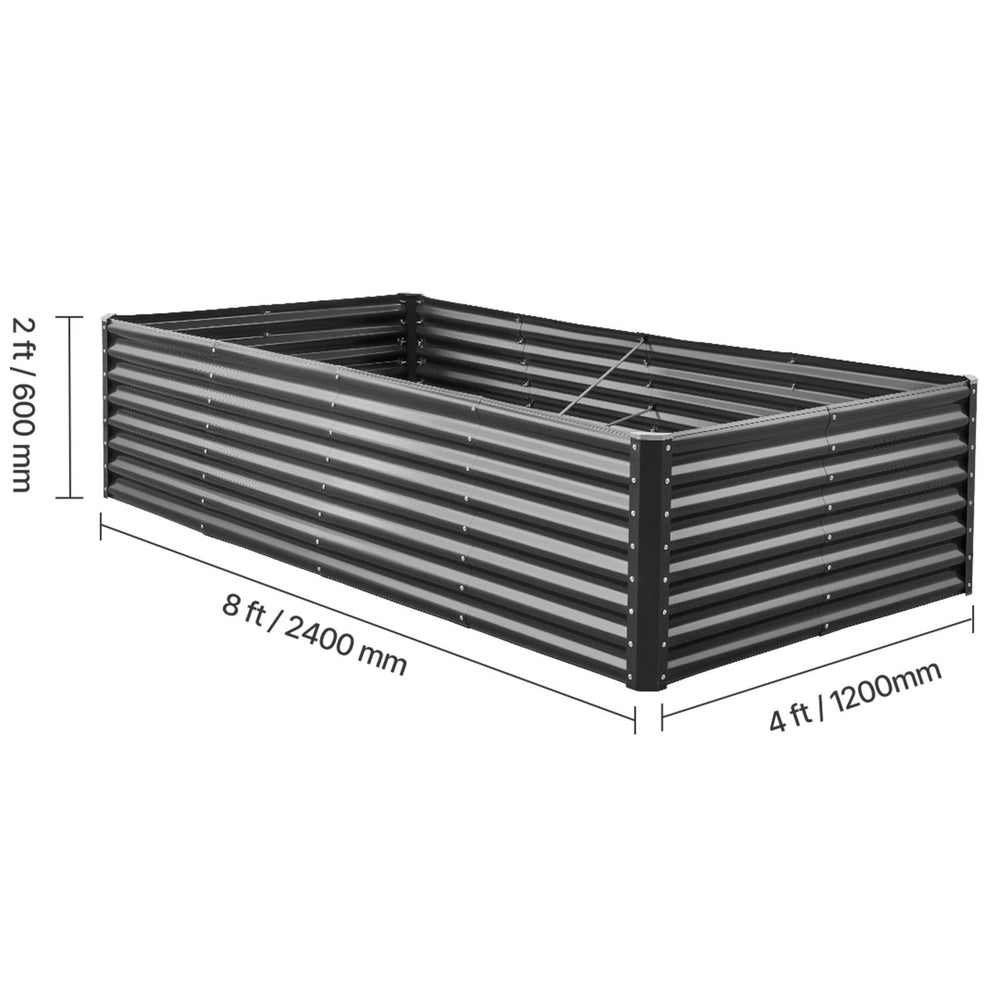 Metal Raised Garden Bed, 8 x 4 x 2 ft Outdoor Galvanized Planter Garden Box, Open Bottom Design, Large Planter Raised Bed for Growing Vegetables, Flowers, Herbs, and Succulents, Dark Gray Media 2