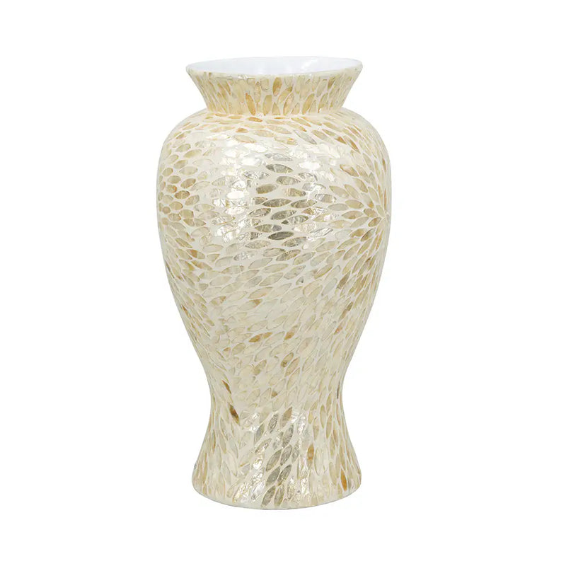 Vase with Gold and White Capiz Shell Design