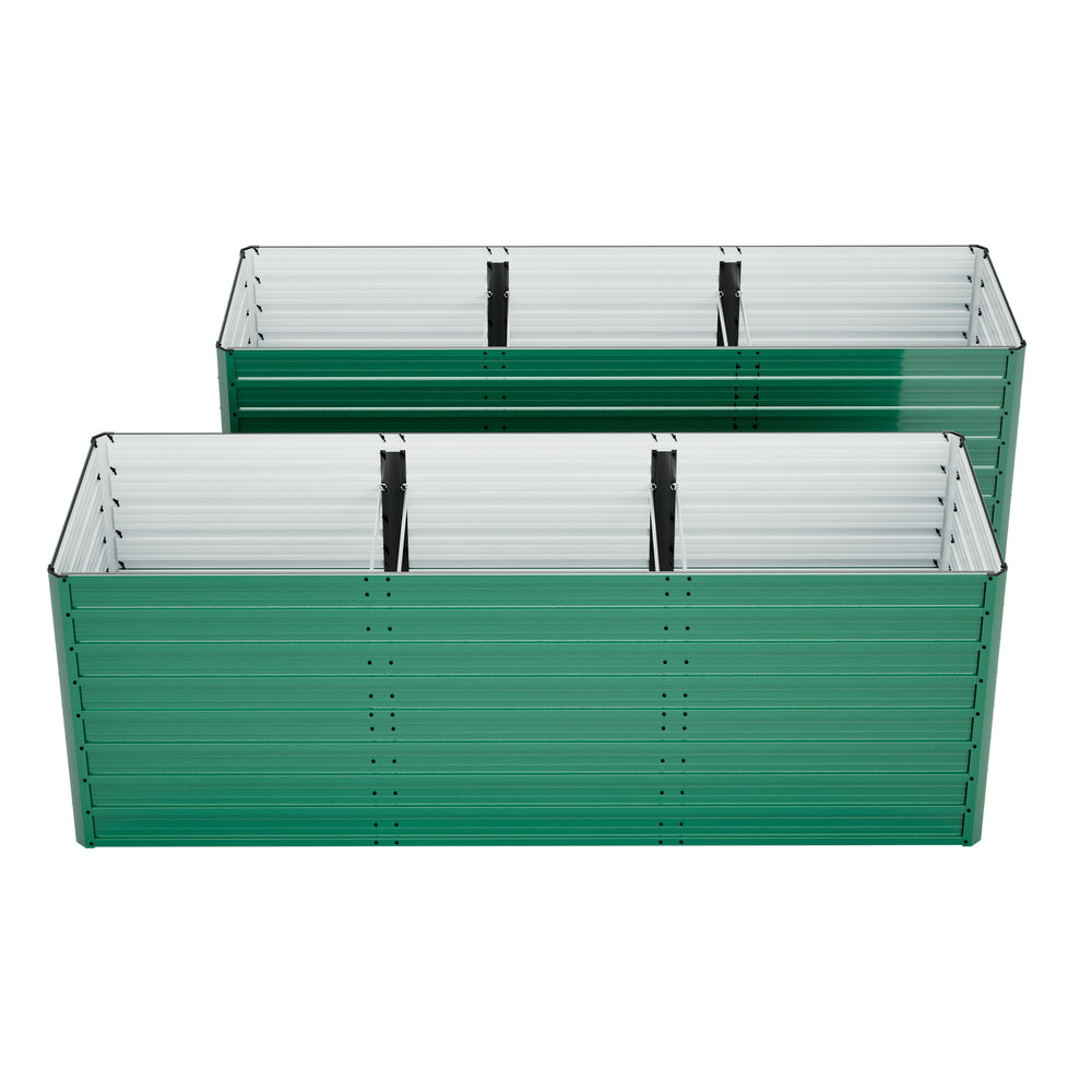 2-Pack 93.7'x31.5'x32.3' Raised Garden Bed, 32' Ergonomic No-Bend Metal Planter Box, Open Base for Drainage & Aeration, 8 Reinforcing Rods, Rustproof Steel – Easy Hand-Tightening Assembly Media 9