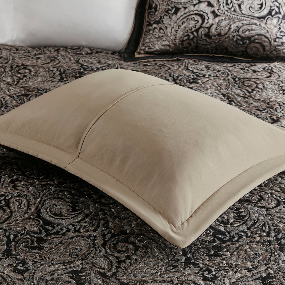 5 Piece Jacquard Bedspread Set with Throw Pillows Black Queen Media 7