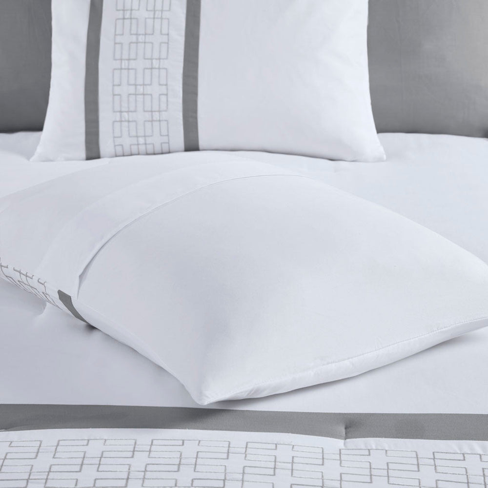 8 Piece Embroidered Comforter Set White King Media 10