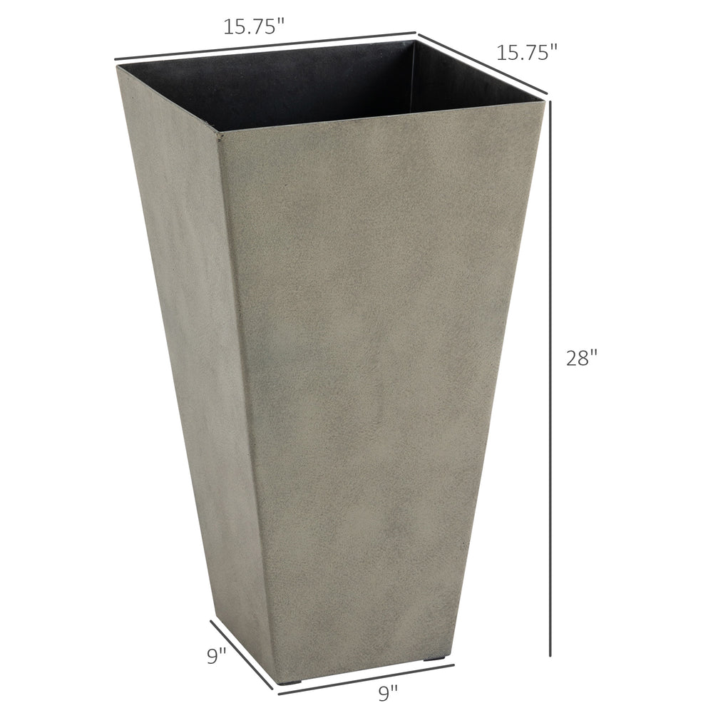 Outsunny Set of 3 Tall Planters with Drainage Hole, 28' Outdoor Flower Pots, Indoor Planters for Porch Patio and Deck, Gray Media 3
