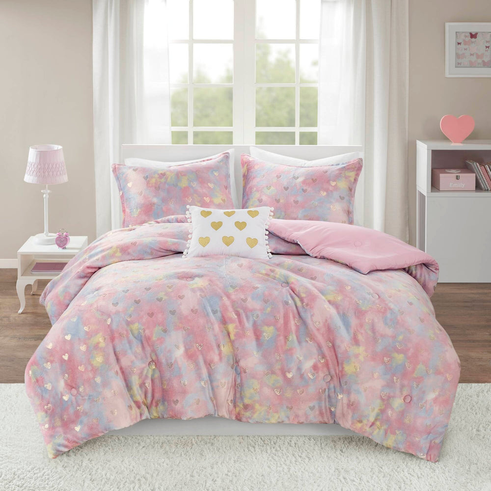 Metallic Printed   Comforter Set with Throw Pillow Twin/Twin XL Media 1
