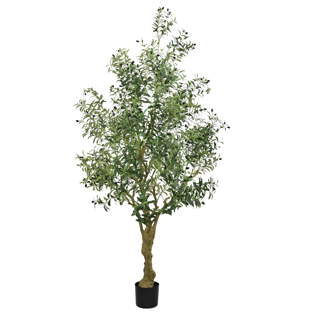 8FT Tall Artificial Olive Tree - Large Faux Potted Tree with Natural Trunk and Lifelike Olive Leaves and Fruit, Elegant Indoor/Outdoor Decorative Plant for Living Room, Office or Entryway, 1 pc/set Media 5