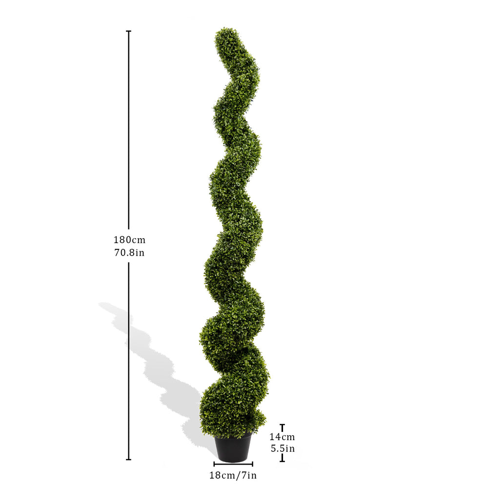 Artificial Outdoor UV Resistant Plastic Boxwood Topiary Spiral Tree 180cm Set of 2 Media 3