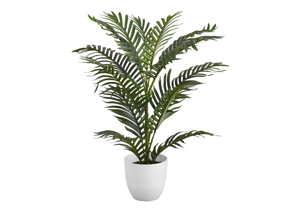 Artificial Plant, 28' Tall, Palm Tree, Indoor, Faux, Fake, Floor, Greenery, Potted, Real Touch, Decorative, Green Leaves, White Pot Media 2