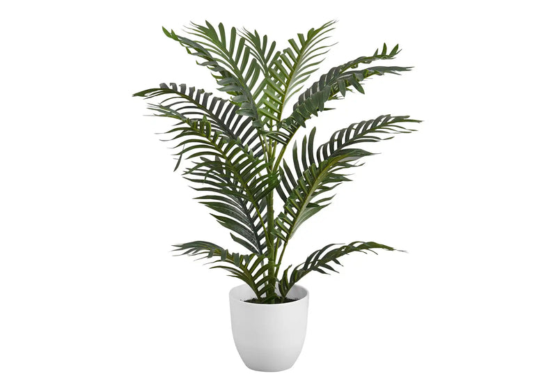 Artificial Plant, 28' Tall, Palm Tree, Indoor, Faux, Fake, Floor, Greenery, Potted, Real Touch, Decorative, Green Leaves, White Pot