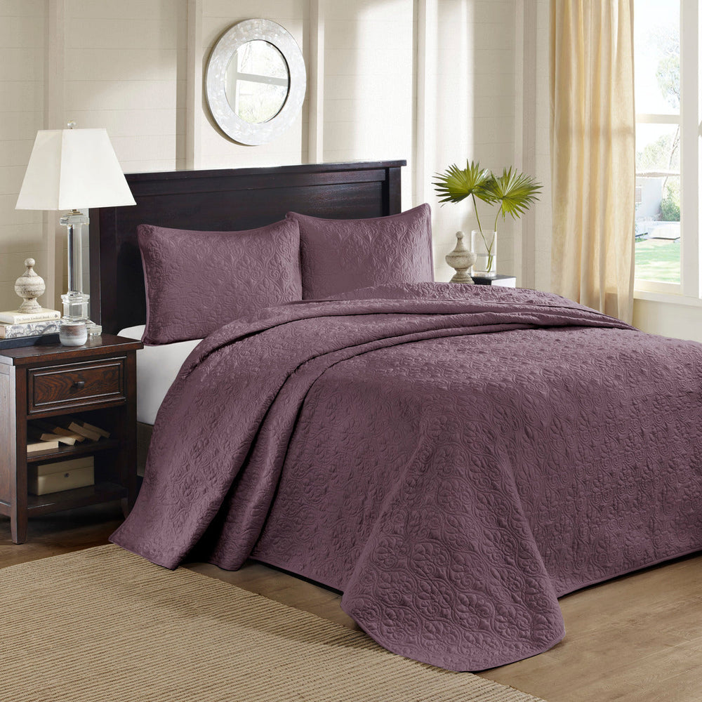 Reversible Bedspread Set Purple King Media 1