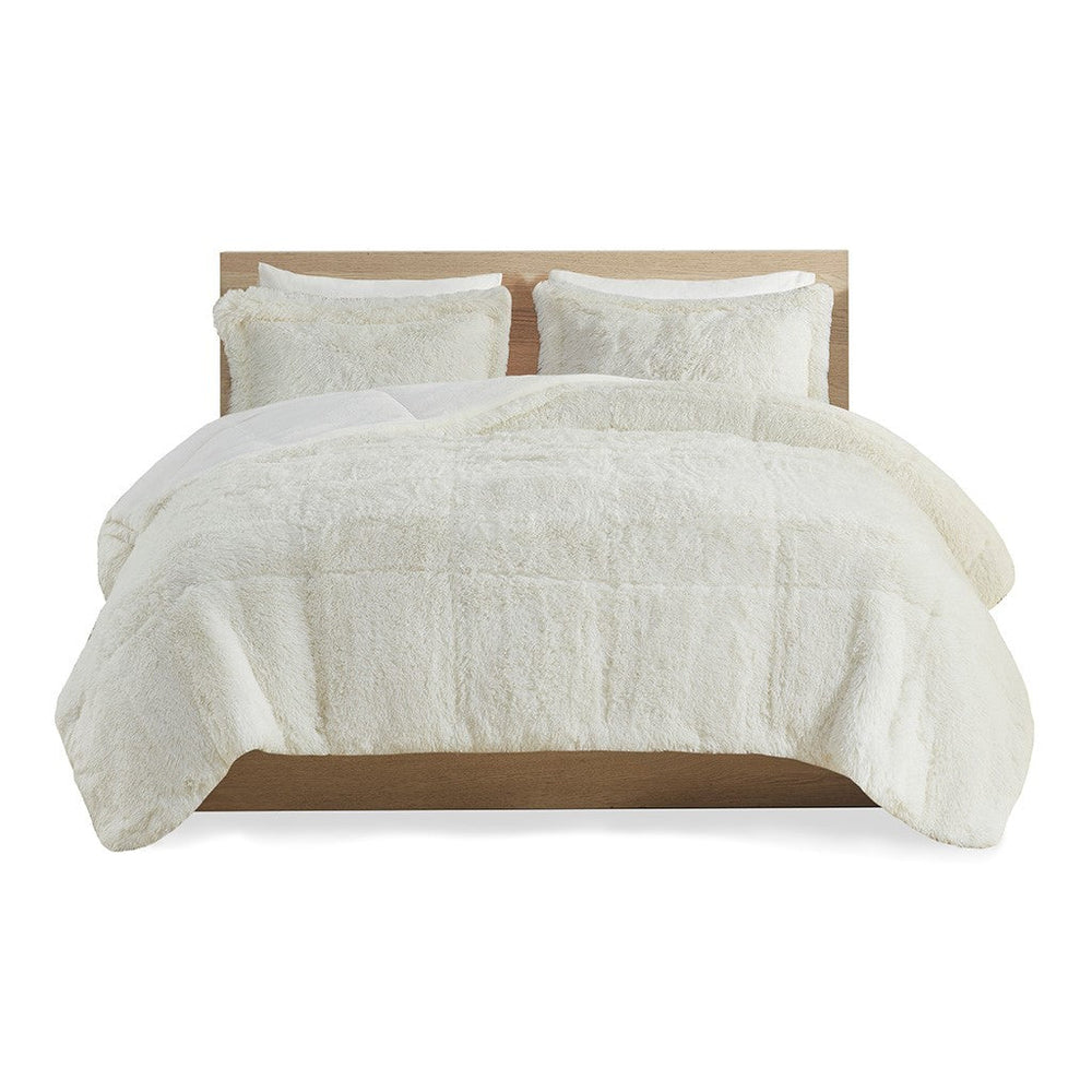 King/Cal King Shaggy Long Fur Comforter Mini Set Media 5