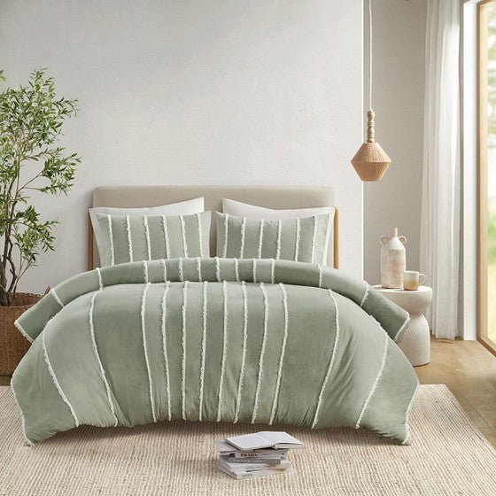 King/Cal King 3 Piece Striped Cotton Duvet Cover Set Media 11