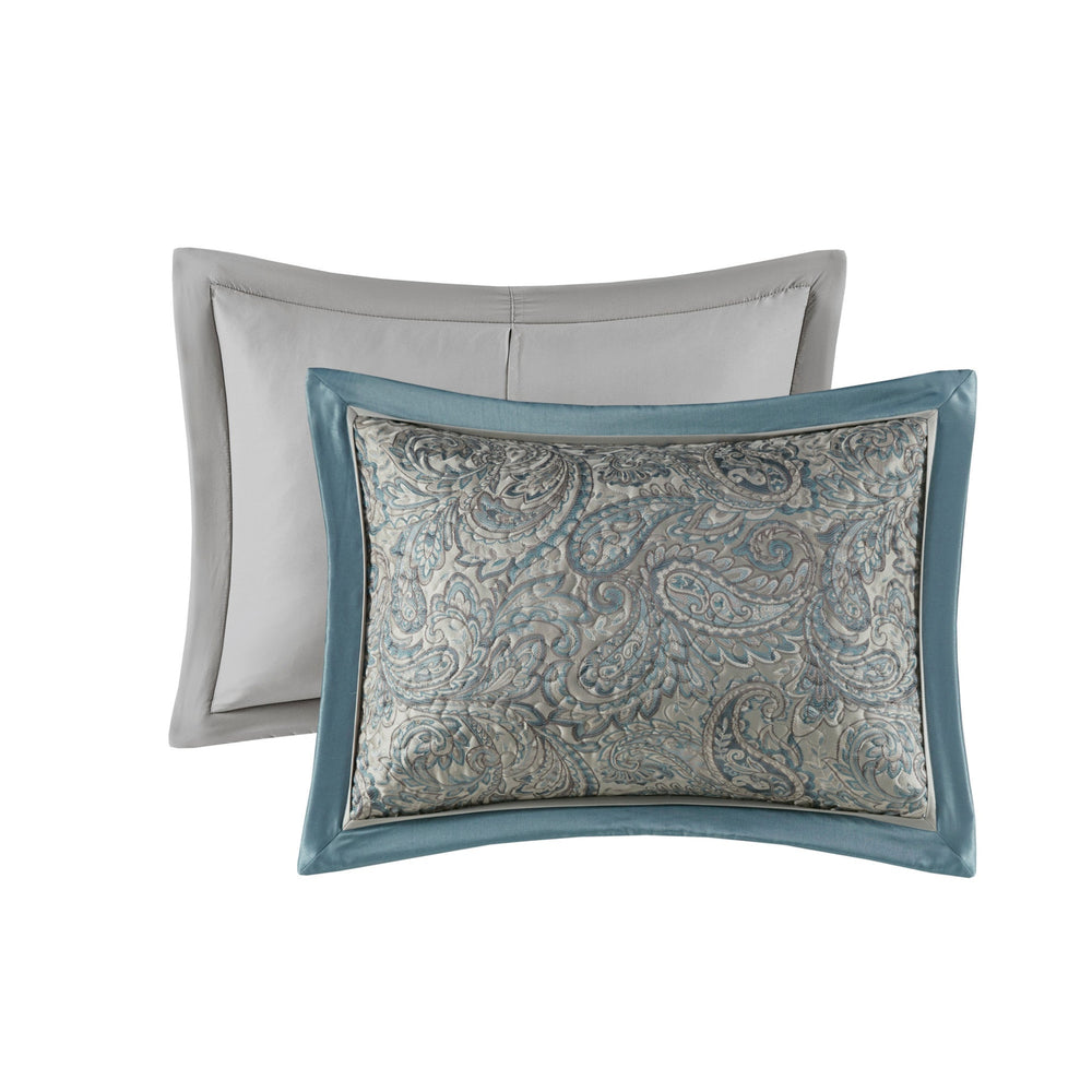 5 Piece Jacquard Bedspread Set with Throw Pillows Teal King Media 12
