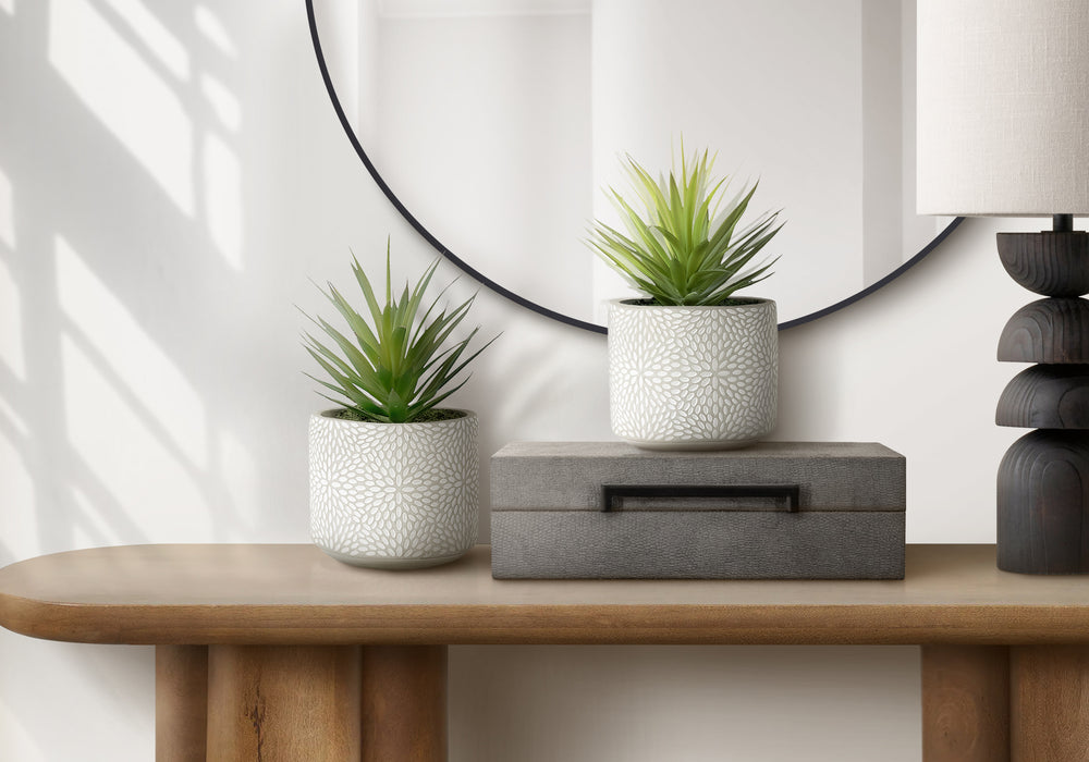 Artificial Plant, Set Of 2, 9' Tall, Succulent, White Cement Pots, Contemporary, Modern Media 1