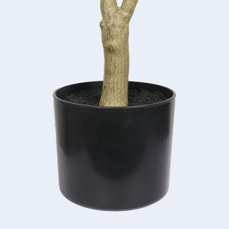 5' Artificial  Olive Tree in Black Plastic Pot, 1pc/set