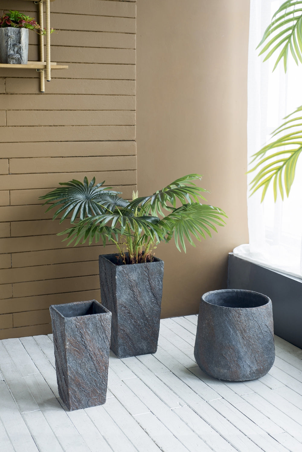7.5x7.5x15' Cement Planter Small, Indoor Outdoor Garden Functional Decor Media 11