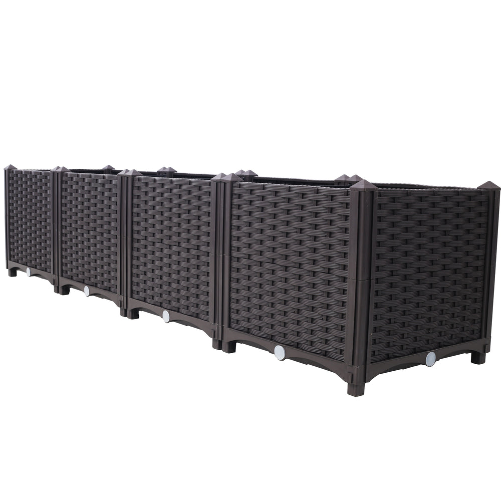 Deep Raised Garden Bed Plastic Planter Boxes for Vegetables Flowers Herbs and Succulents,Self-Watering Planter Box Raised Bed to Grow Flowers, Herbs & Vegetables, 63' L X 15.7' D X 14.7' H Media 4