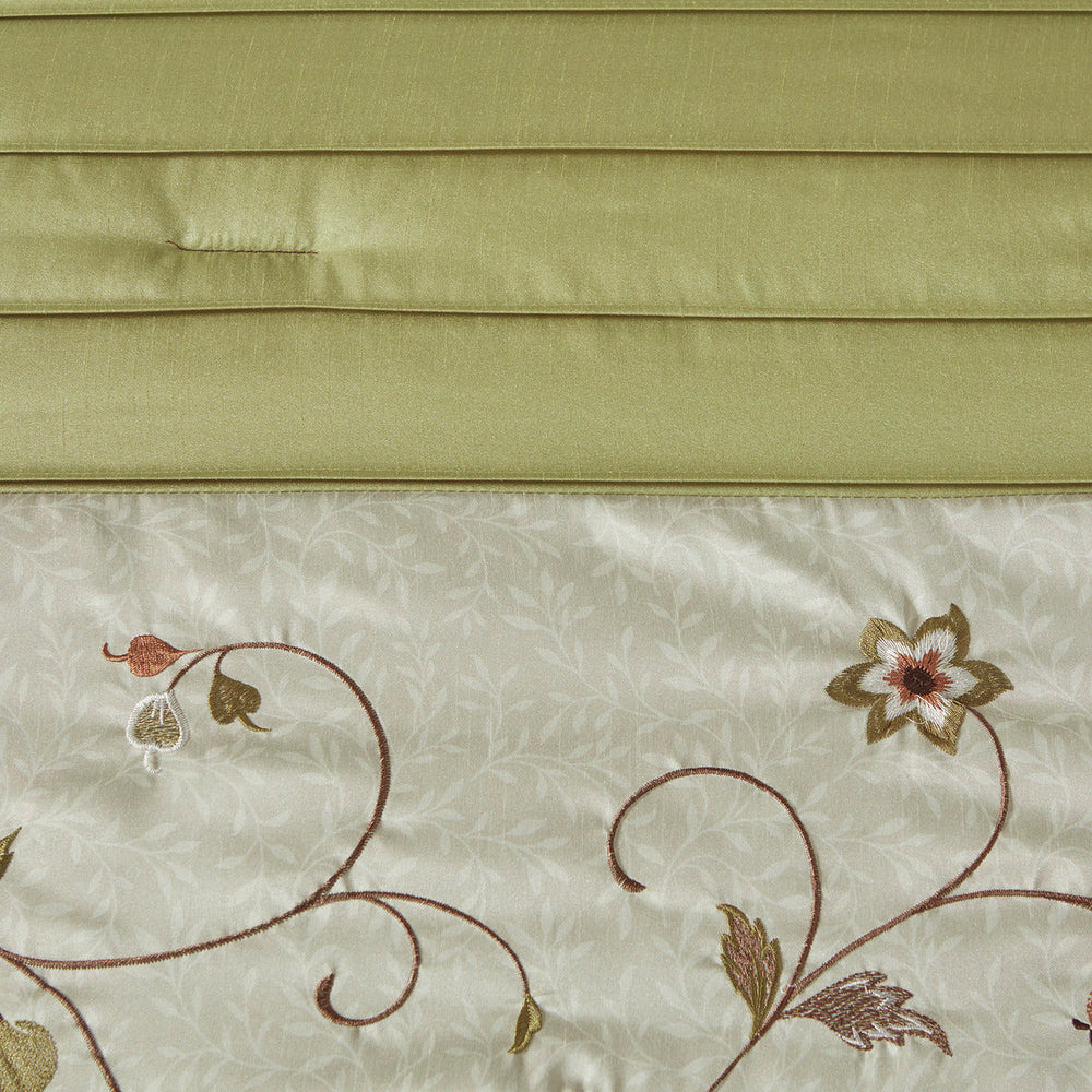 Embroidered 7 Piece Comforter Set Green Cal King Media 10