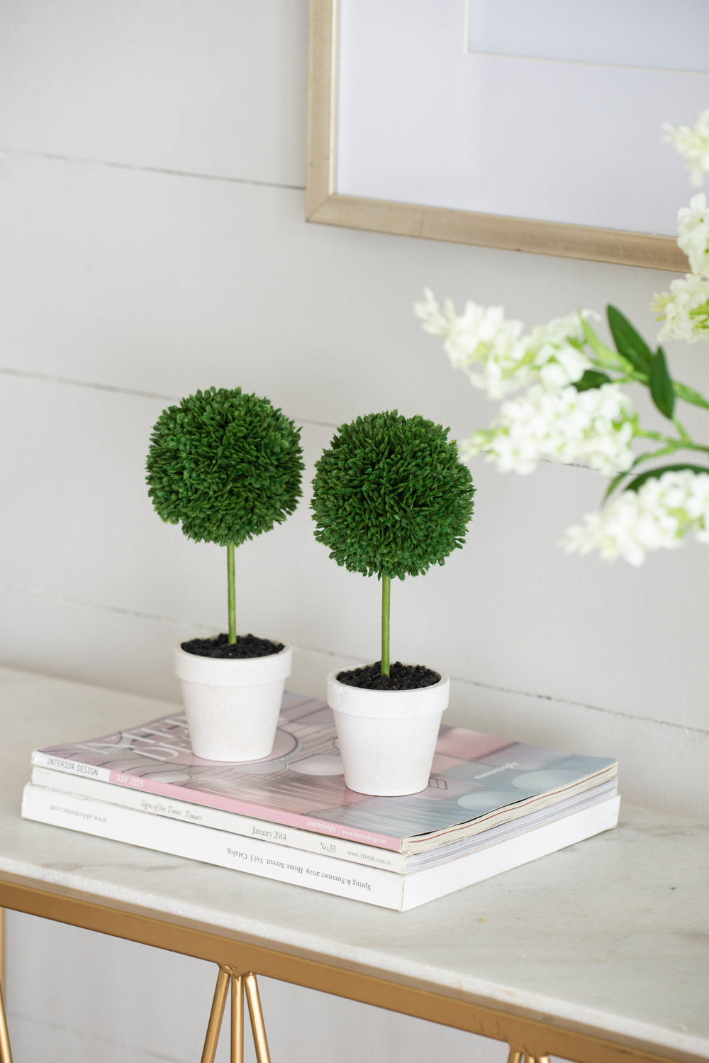 S/3 Mini Faux Topiaries in Cream Pot, 10.6x3.5x9.5' Green Media 6