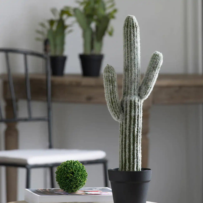 8x5x24.5'H Artificial Saguaro Cactus in Black Pot