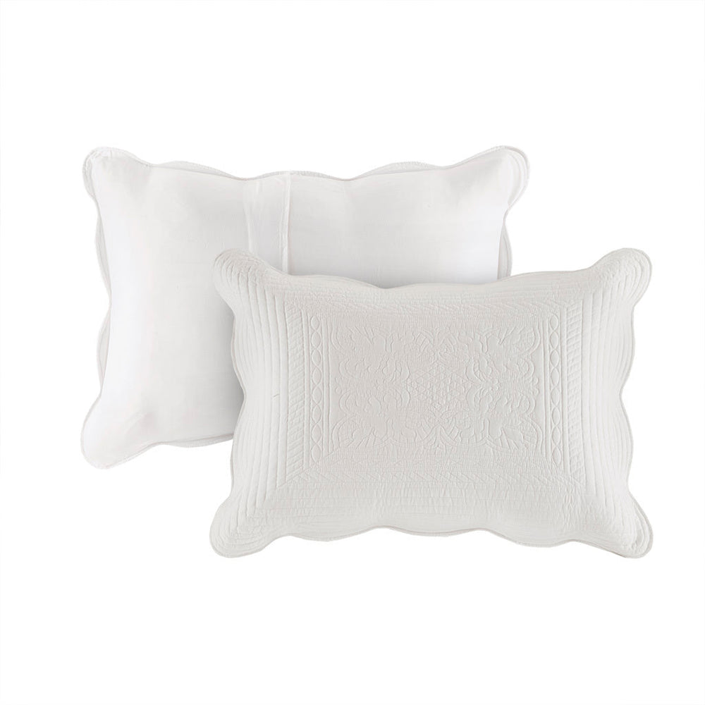 3 Piece Reversible Scalloped Edge Quilt Set White Full/Queen Media 12