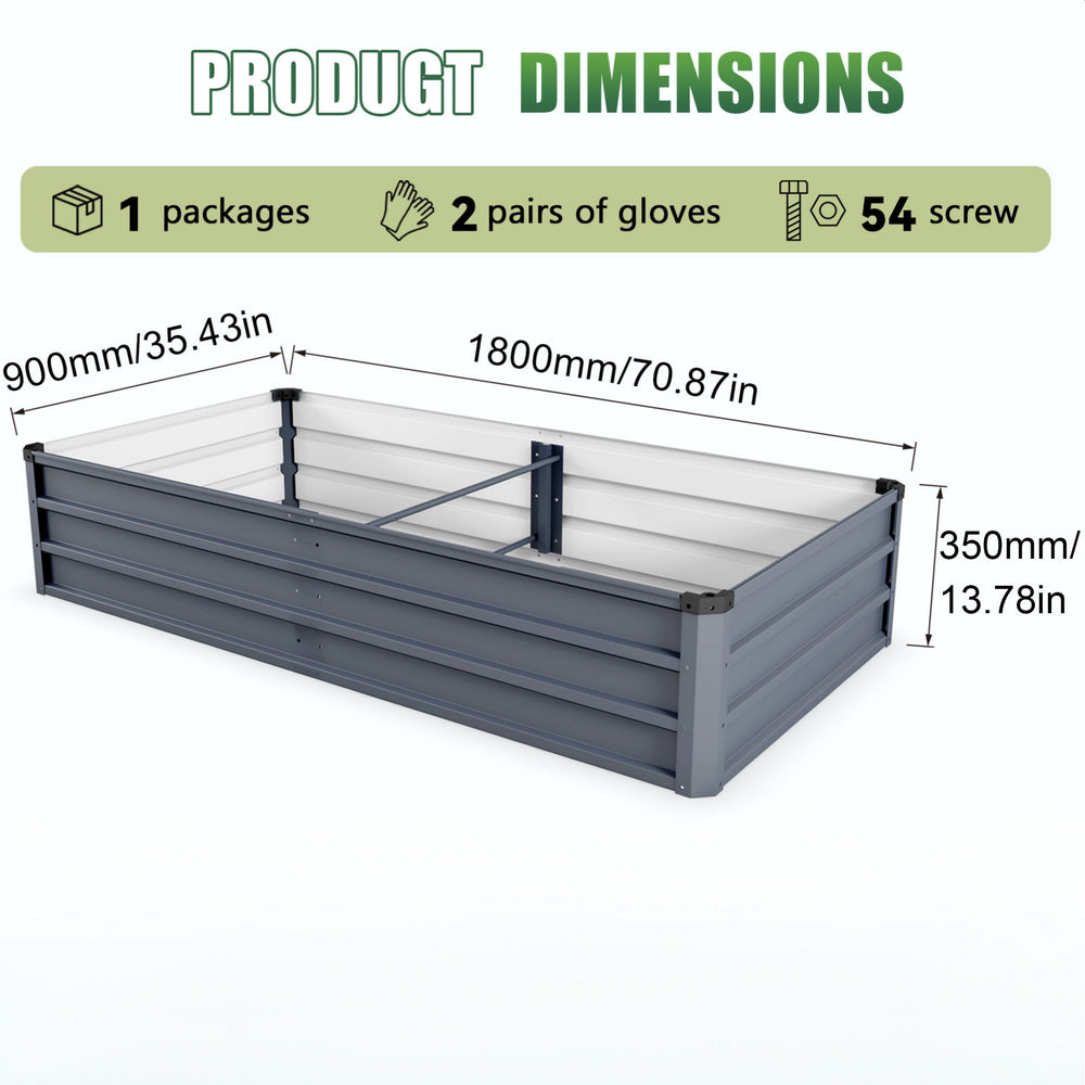 6x3x1 ft large Garden Bed, Grey Color Rectangular Galvanized Metal Outdoor Garden Bed, Suitable for Backyard Ground Gardens for Growing Plants, Vegetables and Flowers. Media 3