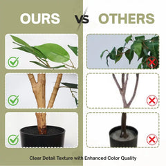 6FT Artificial Ficus Tree with Natural Trunk in Black Plastic Pot for Indoor Home Office Decor, 1pc/set perspective