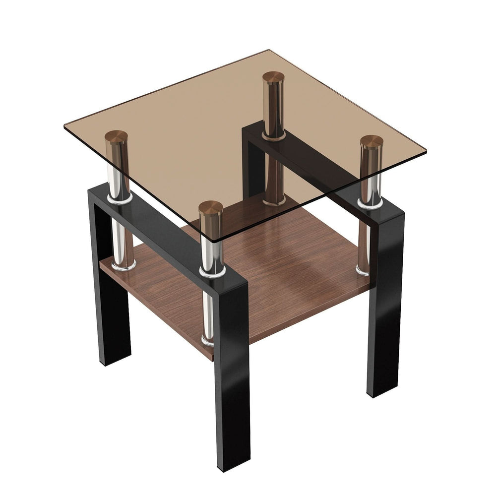 Tempered Glass Tables Square Black Living Room Contemporary Set Of Two Media 11