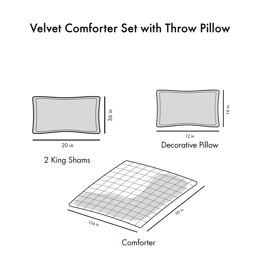 King/Cal King Velvet Comforter Set with Throw Pillow Media 14