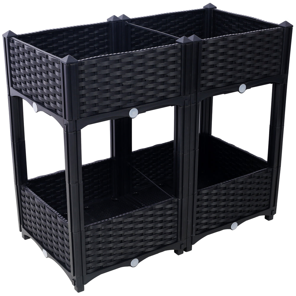 Planter Raised Beds - Elevated Planter Garden Box with Drainage Plug Raised Garden Beds for Vegetable/Flower/Herb Outdoor Standing Planter Beds Gardening Kit,Black,31.5'x15.7'x27.7' Media 6