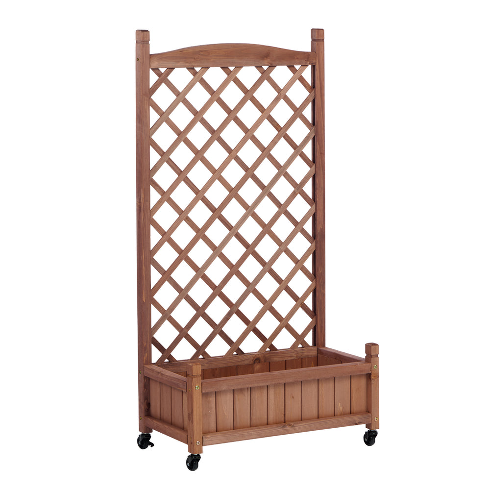 Natural Wood Raised Garden Bed with Trellis 2 Pack, Outdoor Planter Box & Plant Stand for Climbing Plants, Brown Solid Wood, 25L x 11W x 42.3H inches Media 14