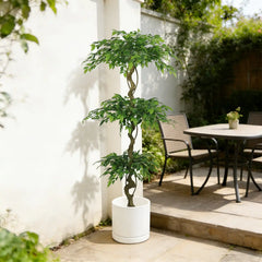 6FT Lifelike Artificial Ficus Tree with Black Pot for Home or Office Decor, Green Plastic Indoor Plant perspective