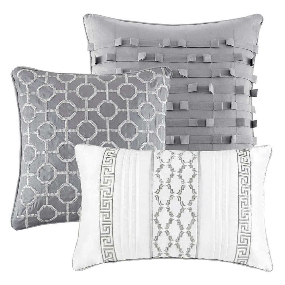 7 Piece Comforter Set Grey Cal King Media 2