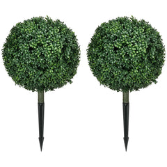 1.3' (15.7') Artificial Boxwood Topiary Trees with Ground Stake, UV Resistant Set of 2 Ball Shaped Trees, Indoor Outdoor Fake Plants for Home Office & Living Room Décor perspective