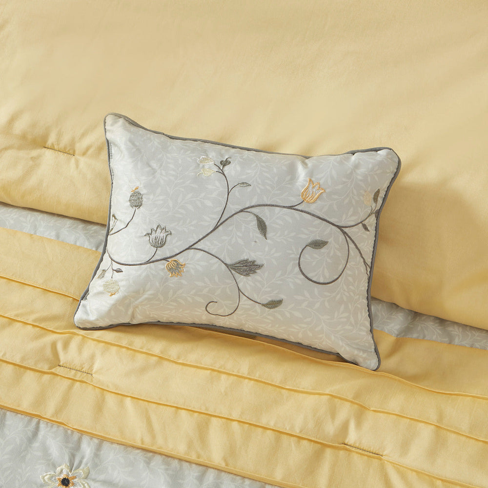 Embroidered 7 Piece Comforter Set Yellow King Media 11