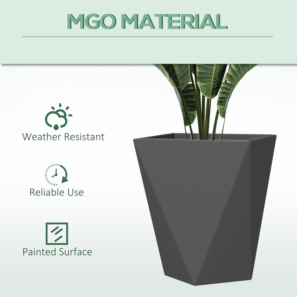 Outsunny Modern Tall Planters Set of 3 with Stackable Design, Drainage Holes, Gray MgO, Various Sizes Media 6