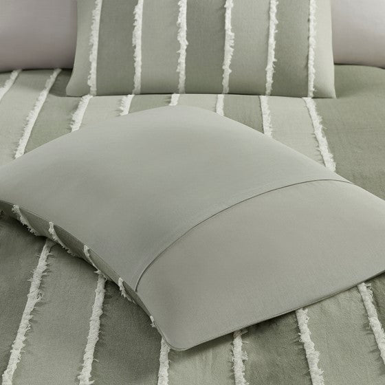 King/Cal King 3 Piece Striped Cotton Duvet Cover Set Media 7