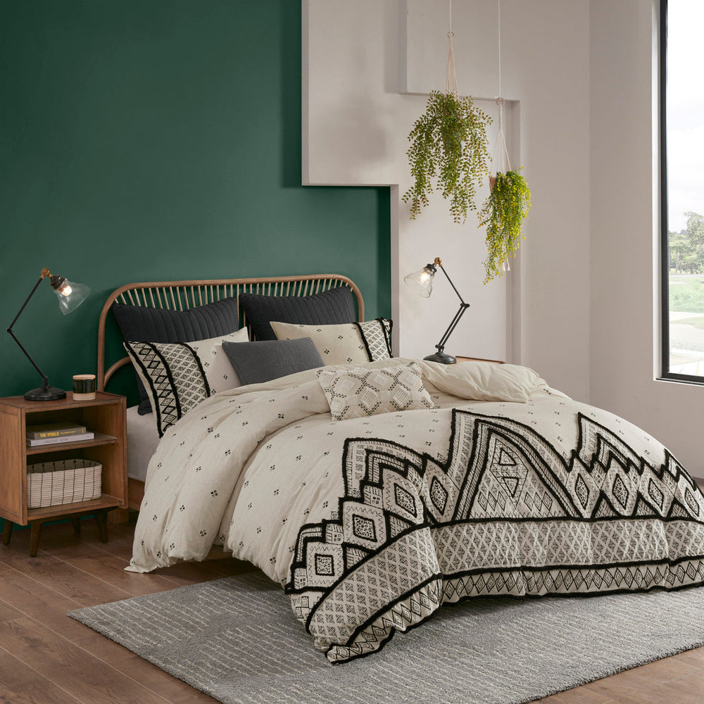 King/Cal King 3 Piece Flax and Cotton Blended Duvet Cover Set Media 1