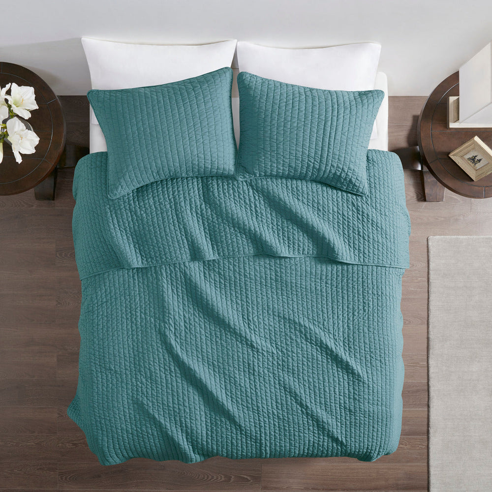 2 Piece Quilt Set Teal Twin/Twin XL Media 2