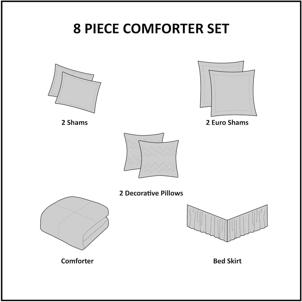 8-Piece Full Comforter Set,Blue Media 6