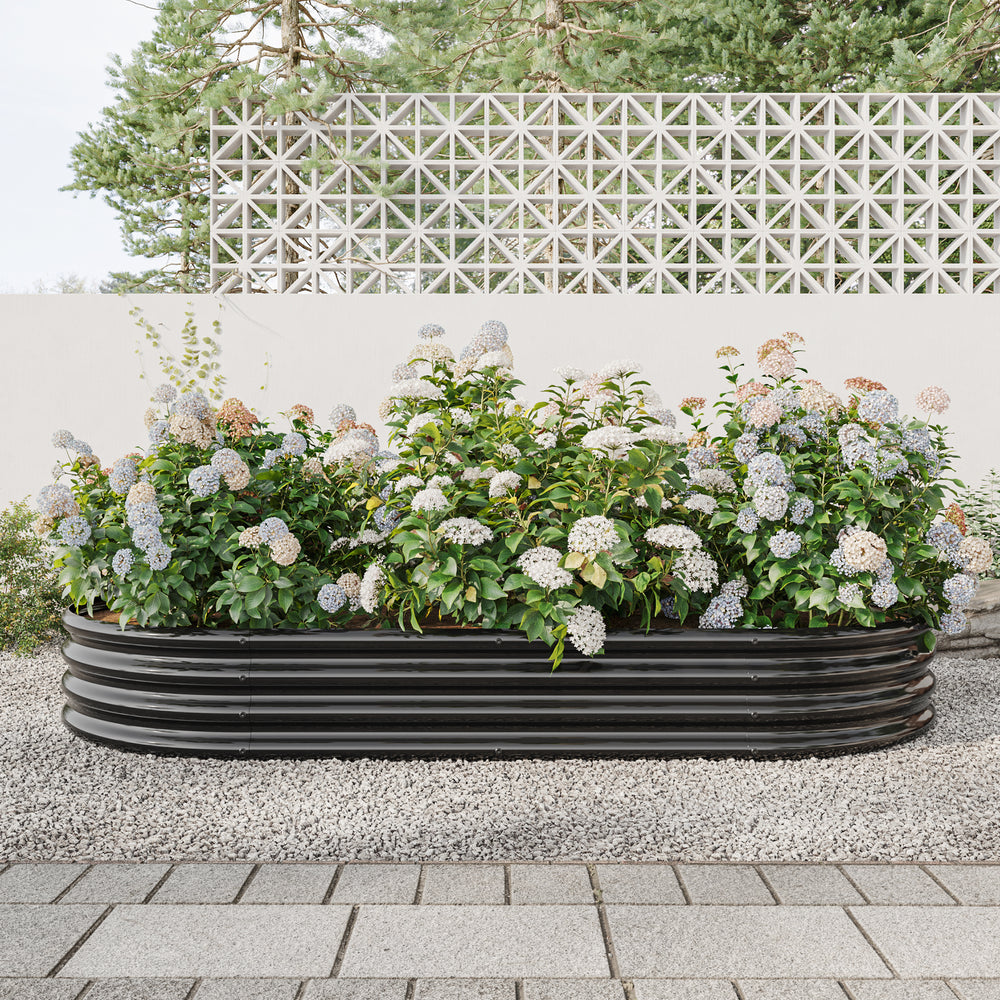 Raised Garden Bed Outdoor,   Oval Large Metal Raised Planter Bed for for Plants, Vegetables, and Flowers - Black Media 2