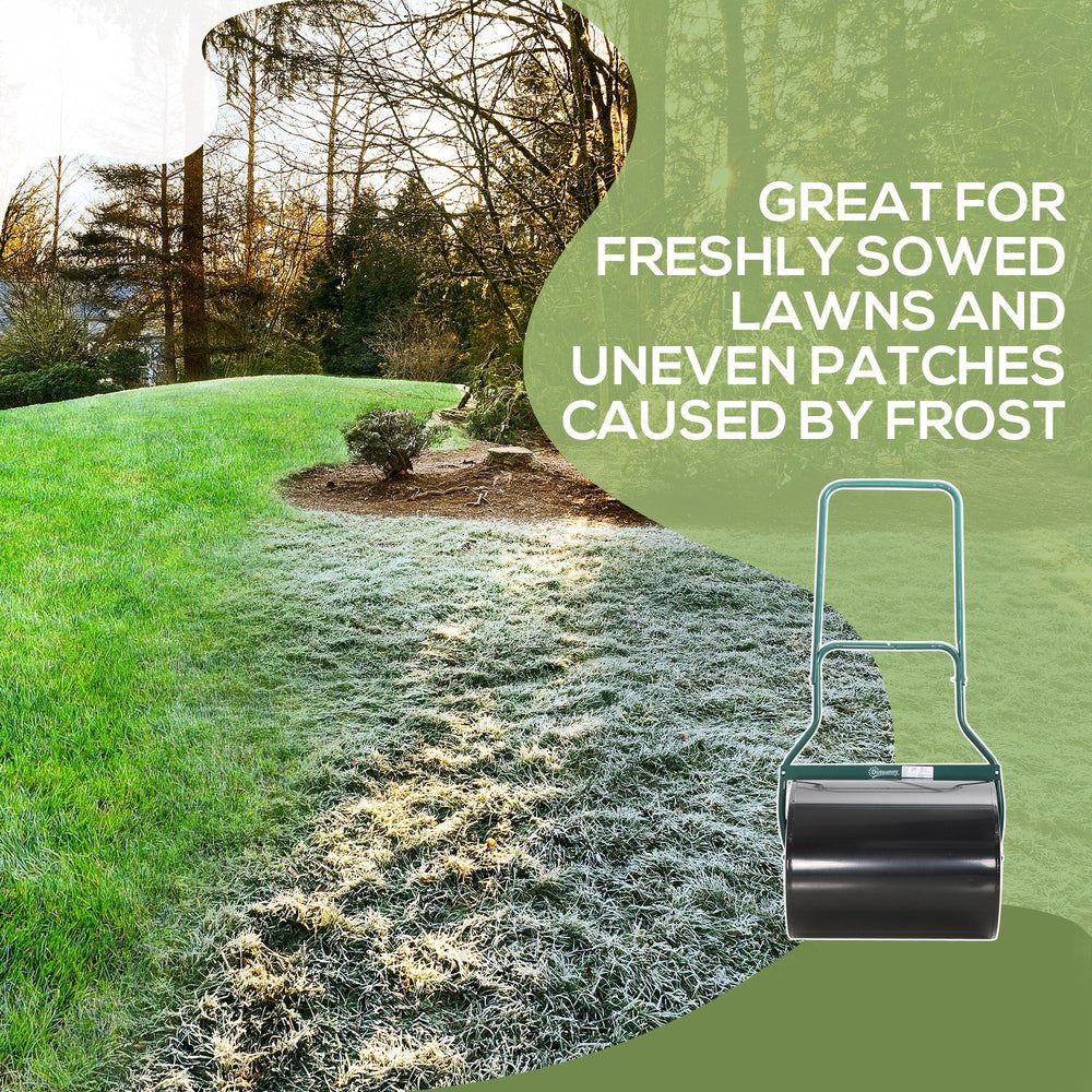 Outsunny 20-Inch Push/Tow Behind Lawn Roller Filled with 16 Gal Water or Sand, Perfect for Flattening Sod in the Garden Media 4