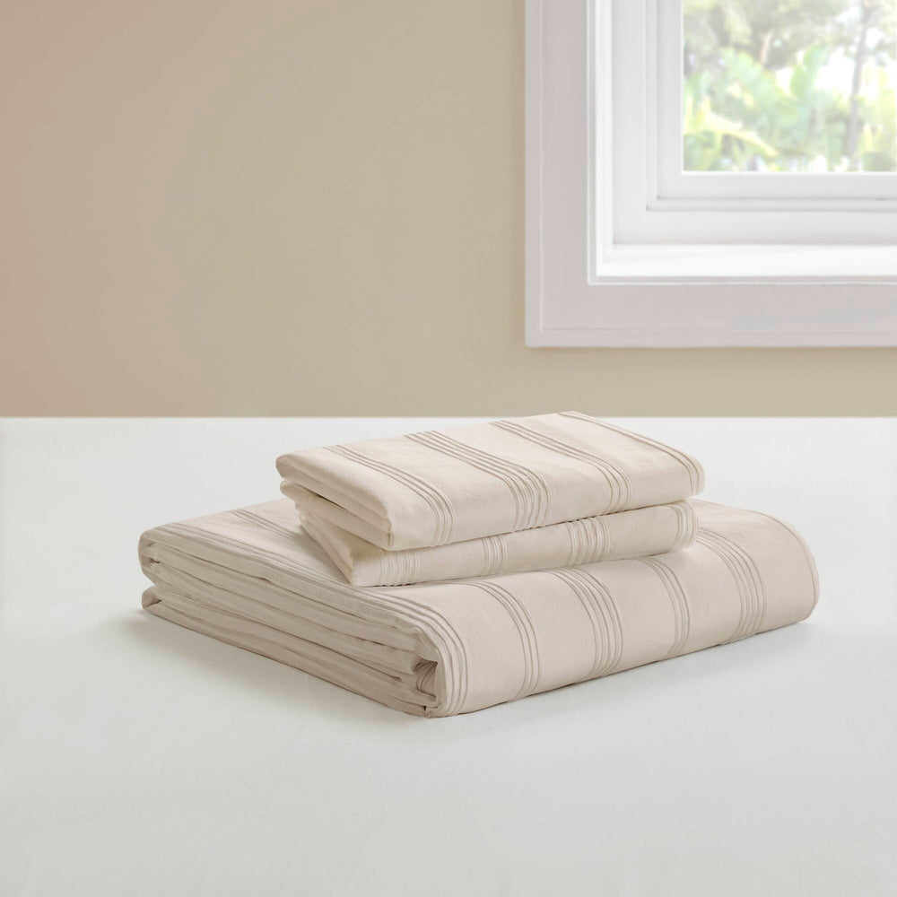 3-Piece Queen Woven Striped Duvet Set Media 14